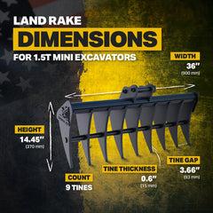 CAT 301.6C Land Rake 36" / 900mm
