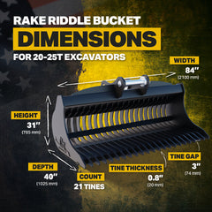 Komatsu PC238USLC-11 Excavator Rake Riddle Bucket - 84"