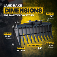 Develon DX235LCR-7 Excavator Land Clearance Rake - 84" Heavy Duty