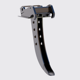 Metallic tool or component on a white background