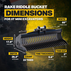 Liugong 9051FZTS Rake Riddle Bucket 60" / 1500mm