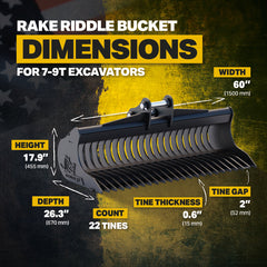 XCMG XE75U Rake Riddle Bucket 60" / 1500mm