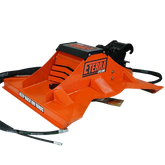 Eterra Cyclone Rotary Brush Cutter for Excavator | Orange agricultural tool with 'E-Terra' branding on a white background