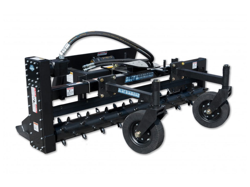 BLUE DIAMOND | EXTREME DUTY POWER RAKE FOR SKID STEER, MANUAL ANGLE