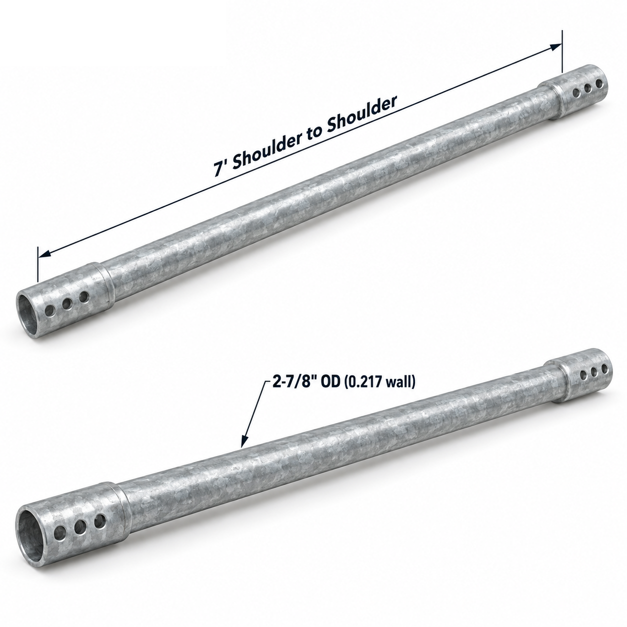 2-7/8" Helical Anchor Extension | 5 or 7 Foot Shoulder to Shoulder