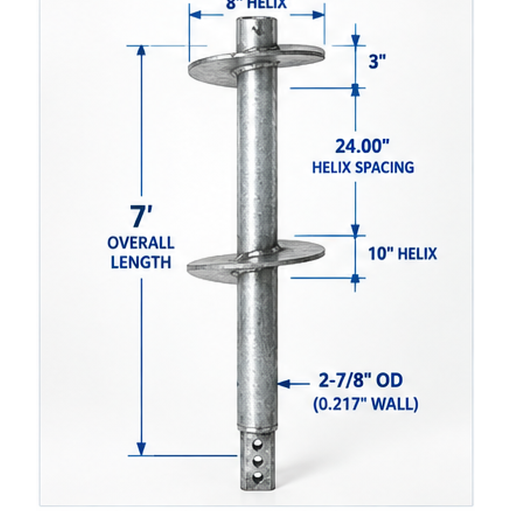 2-7/8" SS Helical Lead Section — 7'
