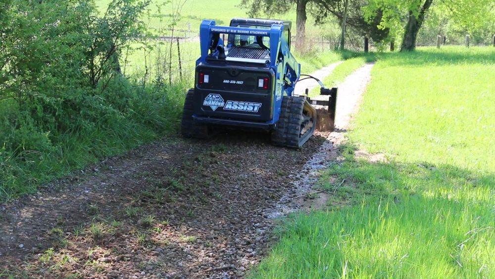 BLUE DIAMOND SEVERE DUTY SKID STEER POWER RAKE, MANUAL ANGLE
